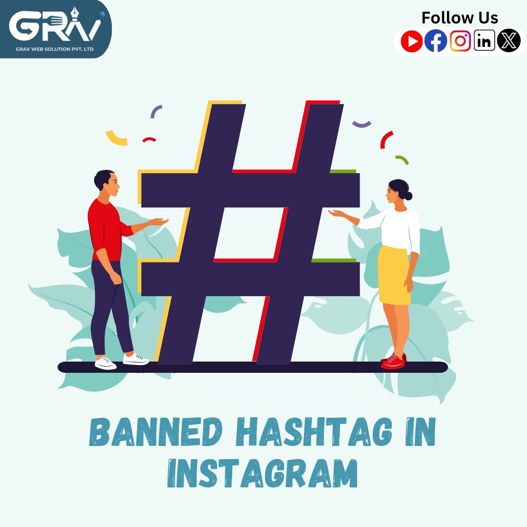 a person and person standing on a large sign Banned Hashtag In Instagram